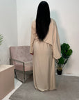 Siljay Beige Extreme Batwing Sleeve Linen Dress