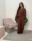 Siljay Chocolate Extreme Batwing Sleeve Linen Dress