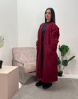 Lena Wine Oversized Batwing Long Coat