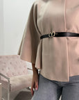 Mariana Beige Belted Cape Jacket