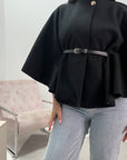 Mariana Black Belted Cape Jacket