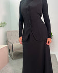 Dani Black Modest Waistcoat And Skirt Co ord Set