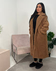 Serena Camel Fur Collar Teddy Coat