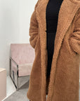 Serena Camel Fur Collar Teddy Coat