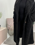 Serena Black Fur Collar Teddy Coat