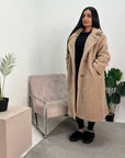 Serena Beige Fur Collar Teddy Coat