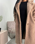 Serena Beige Fur Collar Teddy Coat