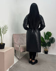 Sana Black Belted Pu And Fur Lined Jacket