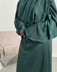 Nyssa Emerald Green Frill Detail Tie Back Modest Dress