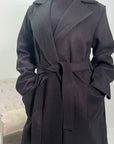 Arzu Black Belted Pocket Lightweight Jacket Coat