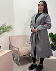 Arzu Dark Grey Belted Pocket Lightweight Jacket Coat