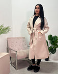 Arzu Beige Belted Pocket Lightweight Jacket Coat