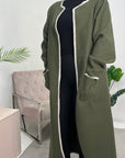 Keilani Khaki Contrast Detail Long Pocket Coat