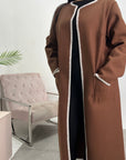 Keilani Chocolate Contrast Detail Long Pocket Coat