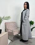 Keilani Grey Contrast Detail Long Pocket Coat