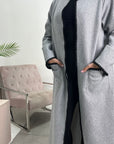 Keilani Grey Contrast Detail Long Pocket Coat