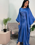 Zayna Royal Blue Shimmer Tie Kaftan Dress