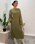 Aya Sage Knitted Roll Neck Jumper Dress