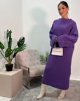 Aya Purple Knitted Roll Neck Jumper Dress