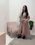 Zania Mocha Oversized Belted Pocket Lightweight Coat