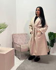 Zania Beige Oversized Belted Pocket Lightweight Coat