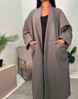 Lena Dark Grey Oversized Batwing Long Coat