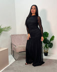 Ru Black Mesh Ruched Mermaid Dress