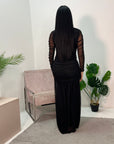 Ru Black Mesh Ruched Mermaid Dress