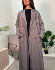 Daria Grey Oversized Button Boyfriend Lightweight Duster Coat