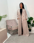 Daria Beige Oversized Button Boyfriend Lightweight Duster Coat