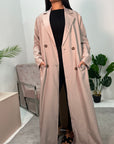 Daria Beige Oversized Button Boyfriend Lightweight Duster Coat