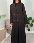 Daria Black Oversized Button Boyfriend Lightweight Duster Coat