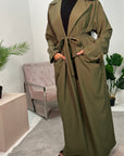 Elham Khaki Quality Lightweight Pocket Belted Trench Coat