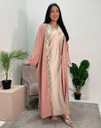 Arianna Pink Sequin Trim Modest Abaya Kimono Jacket