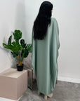 Haniya Mint Fur Trim Kaftan Dress