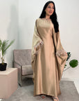 Haniya Bronze Fur Trim Kaftan Dress