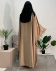 Haniya Bronze Fur Trim Kaftan Dress