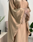 Haniya Bronze Fur Trim Kaftan Dress