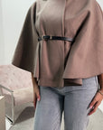 Mariana Mocha Belted Cape Jacket