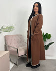 Keilani Chocolate Contrast Detail Long Pocket Coat