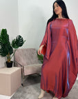 Zayna Red Shimmer Tie Kaftan Dress