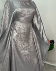 Rabia Silver Metallic Elasticated Batwing Kaftan Dress