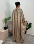 Rabia Gold Metallic Elasticated Batwing Kaftan Dress