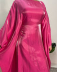 Zayna Hot Pink Shimmer Tie Kaftan Dress