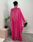 Zayna Hot Pink Shimmer Tie Kaftan Dress