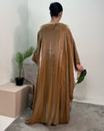 Zayna Camel Shimmer Tie Kaftan Dress