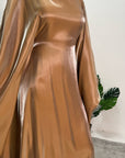 Zayna Camel Shimmer Tie Kaftan Dress