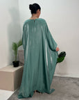 Zayna Aqua Shimmer Tie Kaftan Dress