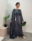 Zayna Charcoal Shimmer Tie Kaftan Dress