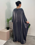 Zayna Charcoal Shimmer Tie Kaftan Dress